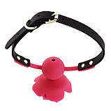Силіконовий кляп з рожевою трояндочкою Silicone Rose Ball Gags Pink, Рожевий, фото 3