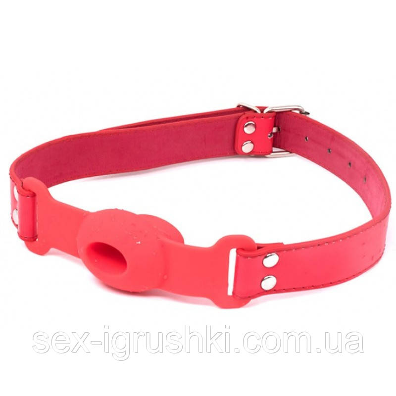 Silicone Hollow Gag RED, Червоний