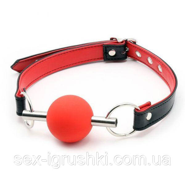 Червоний силіконовий кляп для рота на ремінцях Metal Rod Silicone Ball Gags