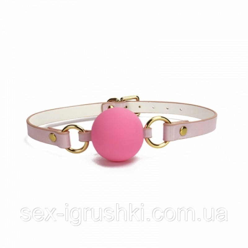 Силіконовий кляп-кулька із золотою фурнітурою Mouth Gags Toys Pink, Рожевий