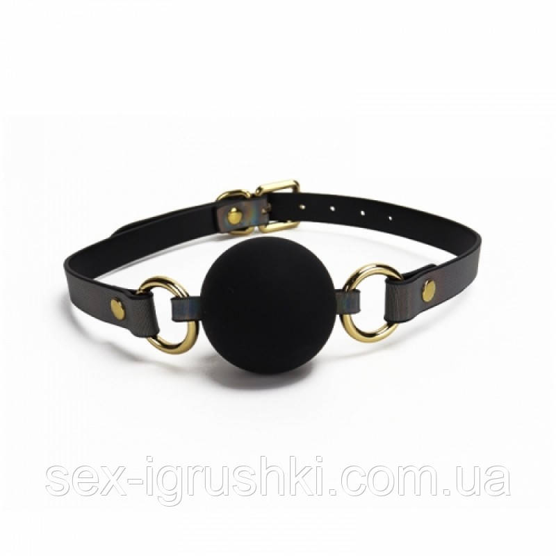 Силіконовий кляп-кулька із золотою фурнітурою Mouth Gags Toys Black, Черный