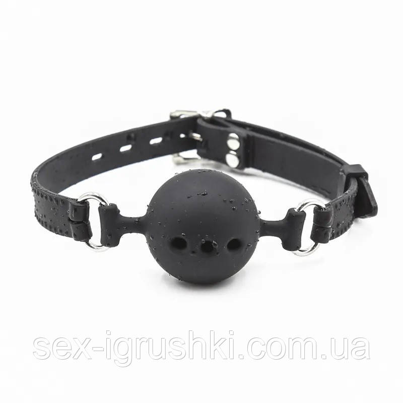 Кляп з отворами Gag Silicone Ball Black, Черный