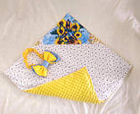 Демісезонний конверт для новонароджених на виписку, жовтий, принт герб України, фото 4