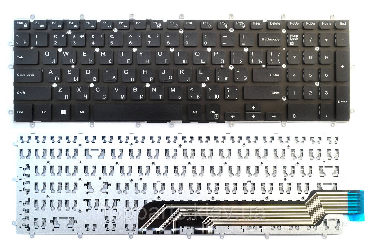 Клавіатура для ноутбуків Dell Inspiron 15-3579, 5567, 7566, Vostro 5568 без рамки RU/US