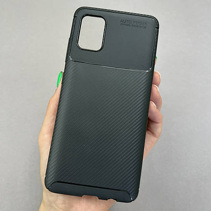 Чохол для Samsung Galaxy A51 карбоновий чохол на телефон самсунг а51 чорний au6, фото 1