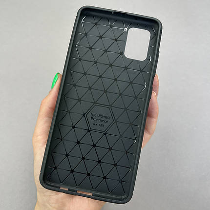 Чохол для Samsung Galaxy A51 карбоновий чохол на телефон самсунг а51 чорний au6, фото 2