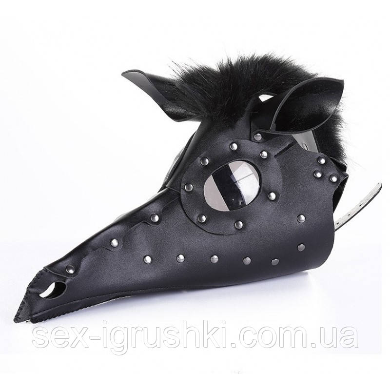 PU Leather Bird + Horse Masks, Черный
