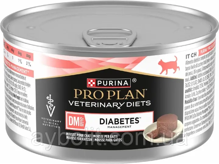 Вологий корм для кішок Purina Pro Plan DM ST/OX Diabetes Managment проти діабету 195 г (8445290105233), фото 1