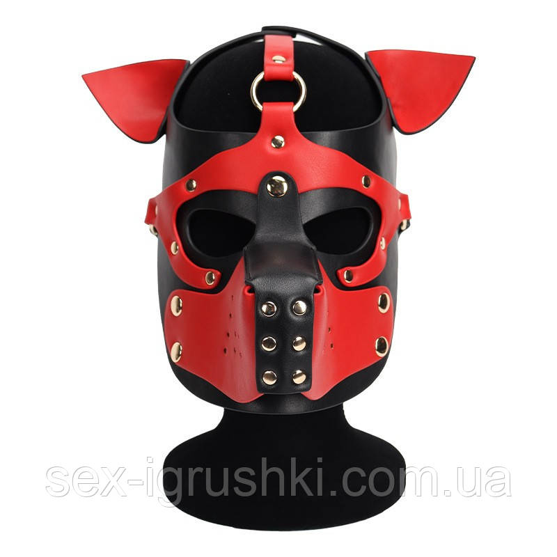 Неопренова маска Puppy Face Leather Dog Mask Red, Червоний