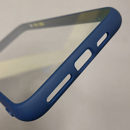 Чохол для Apple iPhone 11 Pro Max прозорий з кольоровим обідком чохол на телефон айфон 11 про макс синій C7T, фото 3