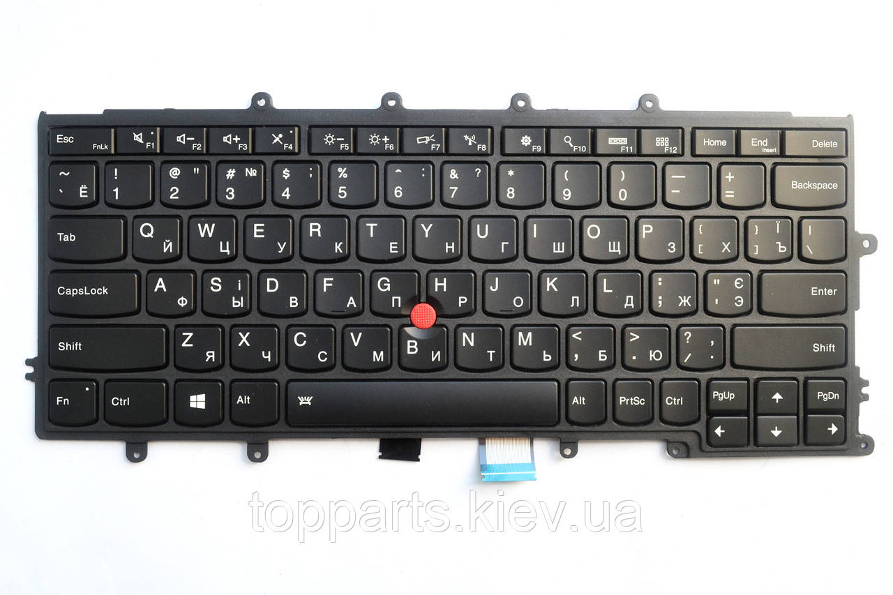 Клавіатура для ноутбука Lenovo ThinkPad X240T чорна з чорною рамкою, з трекпоінтом UA/RU/US