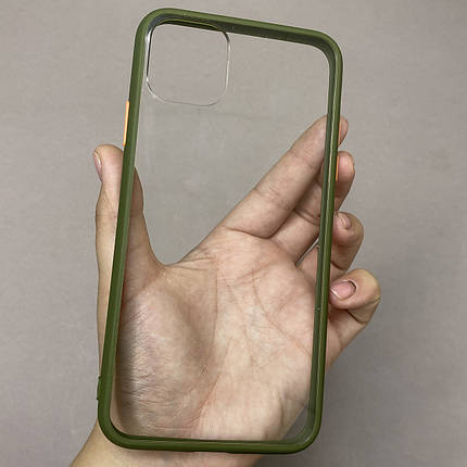 Чохол для Apple iPhone 11 Pro Max прозорий із кольоровим обідком чохол на телефон айфон 11 про макс зелений C7T, фото 1