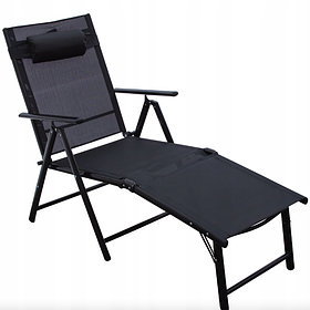 Садовий шезлонг Jumi Monako чорний, алюмінієвий каркас, регульований, для саду та тераси
