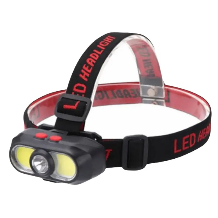 Налобний ліхтарик RIAS KX-302 LED+2COB акумуляторний 1х18650 Type-C Black-Red (7_00813), фото 1