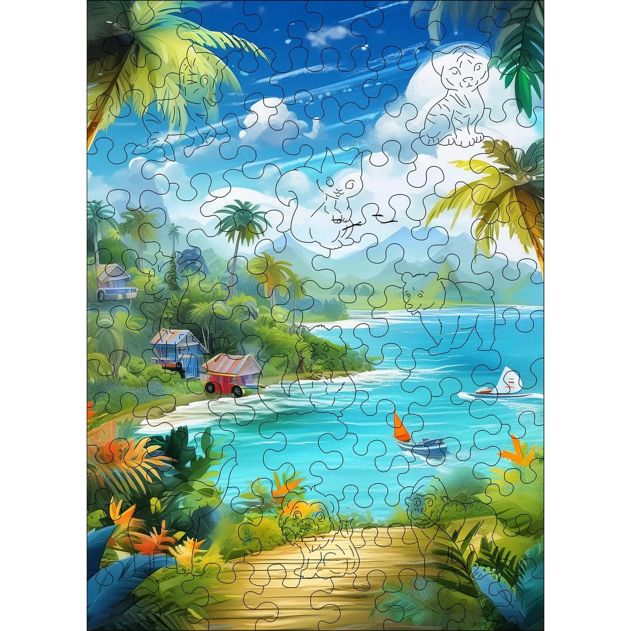 Дерев'яний дитячий пазл Woods Story Тропіки, фото 1