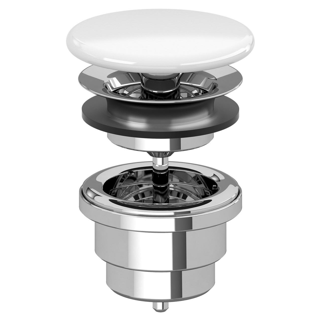 Донний клапан натискний для раковини VILLEROY&BOCH 72мм керамічний 1 1/4" білий 68080001