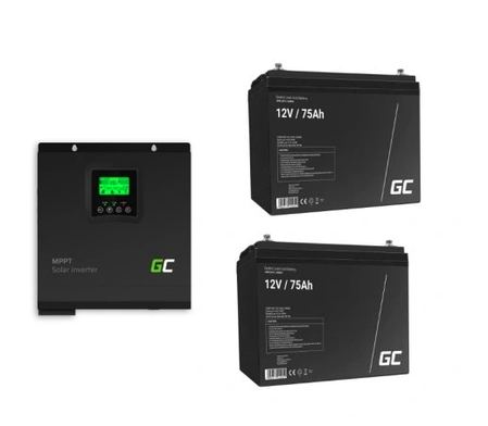 Фотоелектричний інвертор Green Cell 2000 + 2 × батареї Green Cell 12 В 75 Ач, фото 1