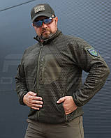 Кофта фліс соти Гексагон на блискавці Хакі