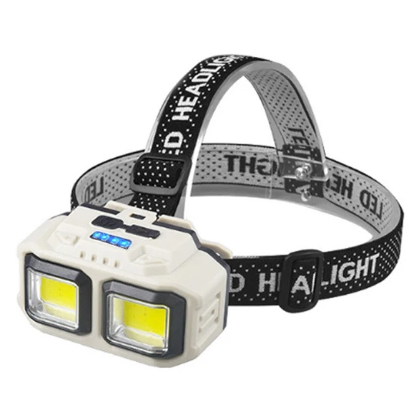 Налобний ліхтарик RIAS HX-816S 2xCOB (біле+червоне світло) акумуляторний 1x18650 Type-C (7_00815), фото 1