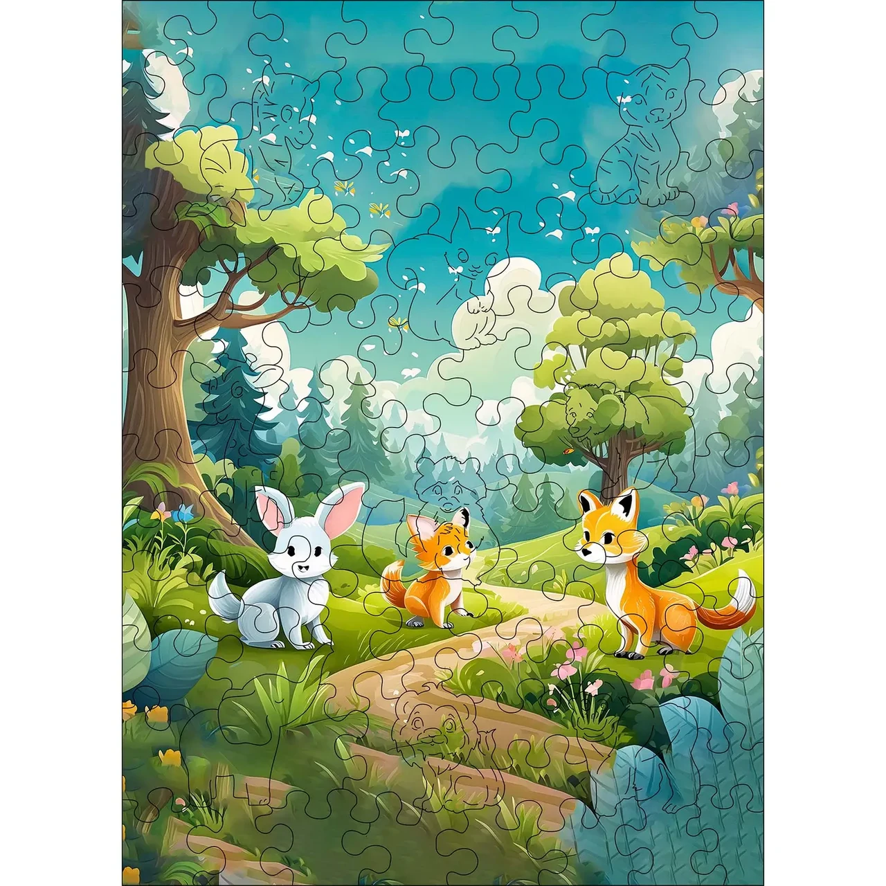 Дерев'яний дитячий пазл Woods Story Пригоди в чарівному лісі, фото 1