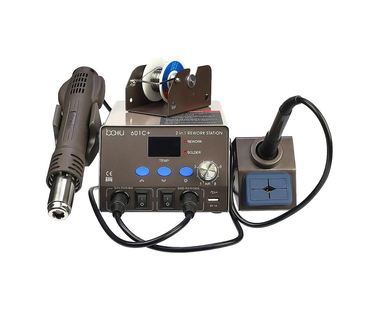 Паяльна станція Baku BA-601C+ фен, паяльник, цифрова індикація, USB 5V 1A