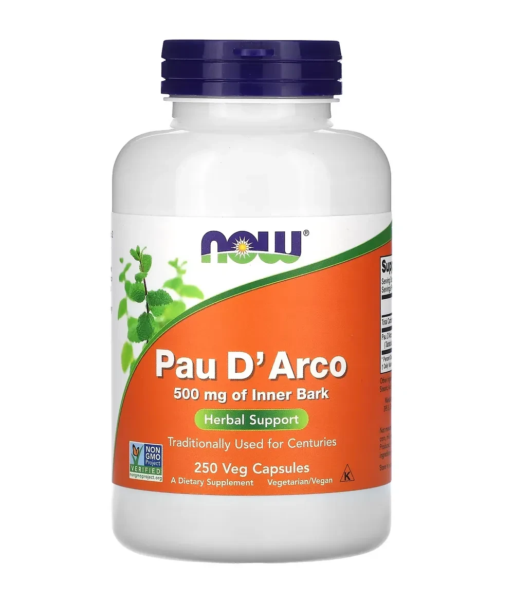 Кора мурашиного дерева Now Foods Pau D'Arco 500 mg - 200 веган капс