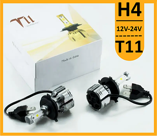Світлодіодні LED-лампи для авто H4 12V-24V T11 6500 K 8400L 48W активне охолодження