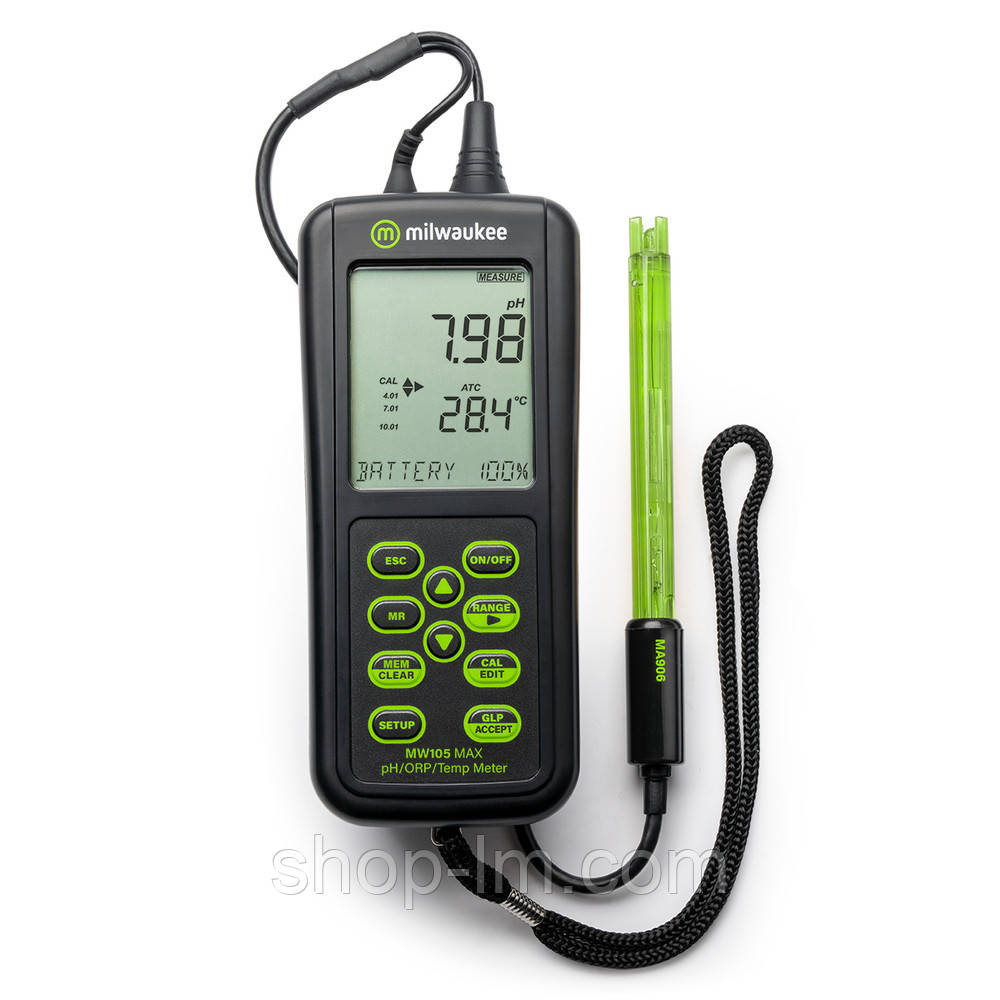 Аналізатор pH/ОВП/Temp Milwaukee MW105 MAX, pH: -2,00 до 20,00 pH, ± 2000,0 mV. Угорщина