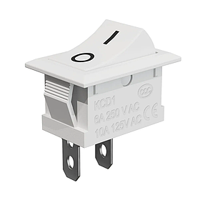 Вимикач, кнопкаKCD1-101 15*21mm AC 6А 250В 2 контакти. Перемикач 1 клав білий