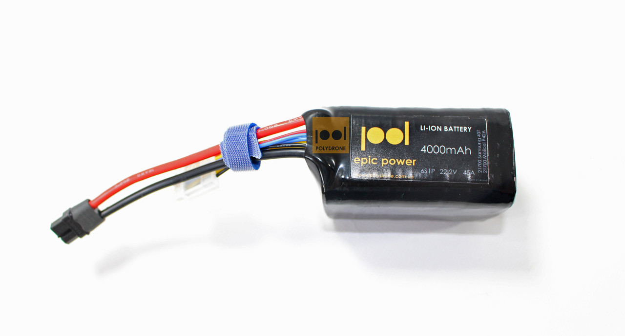 Li-Ion акумулятор / батарея для FPV (ФПВ) 6S1P 4000mAh 22.2V 45A 21700 Samsung 40T або Molicell P42A, фото 1