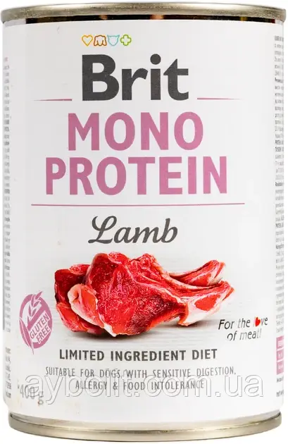 Вологий корм Brit Mono Protein Dog 400г із ягням для собак 529773 (8595602555369)