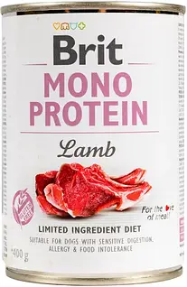 Вологий корм Brit Mono Protein Dog 400г із ягням для собак 529773 (8595602555369)