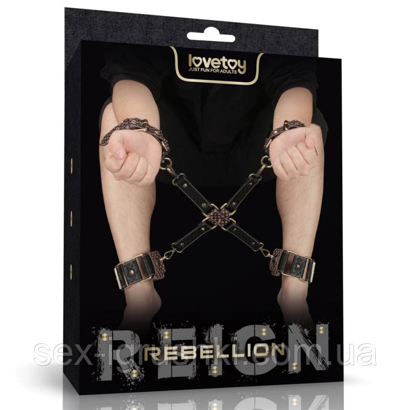 Комплект наручників та наножників Rebellion Reign Hogtie Set, Коричневий