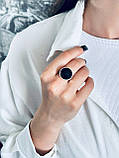🖤 Срібна каблучка з великим чорним оніксом — мінімалізм, що вражає, фото 4