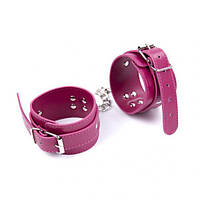 Фіолетові шкіряні наножники на цепях з ремешками Multi-Studded Shackles, Рожевий