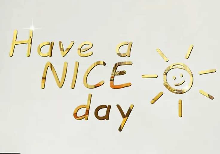 Дзеркальні пластикові наклейки букви золоті Have a NICE day сонце