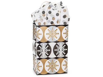 Новорічний Пакет "Golden snowflakes" 140x220x80 мм