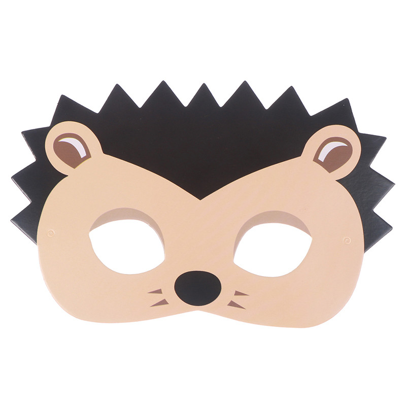 Дитяча маска Їжак із картону 16 на 10 см чорно-коричневий, фото 1