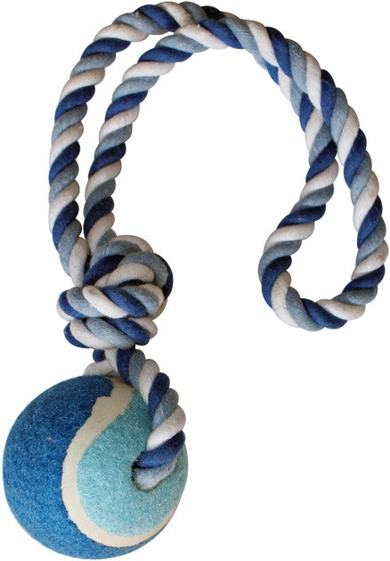 Іграшка для собак Croci Канат грейфер з петлею і м'ячиком 40 см ,блакитний, фото 1