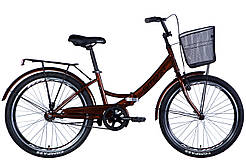 Велосипед сталь 24 Formula SMART гальмівна рама-15" коричневий із багажником задн St з кошиком Pl з крилом St