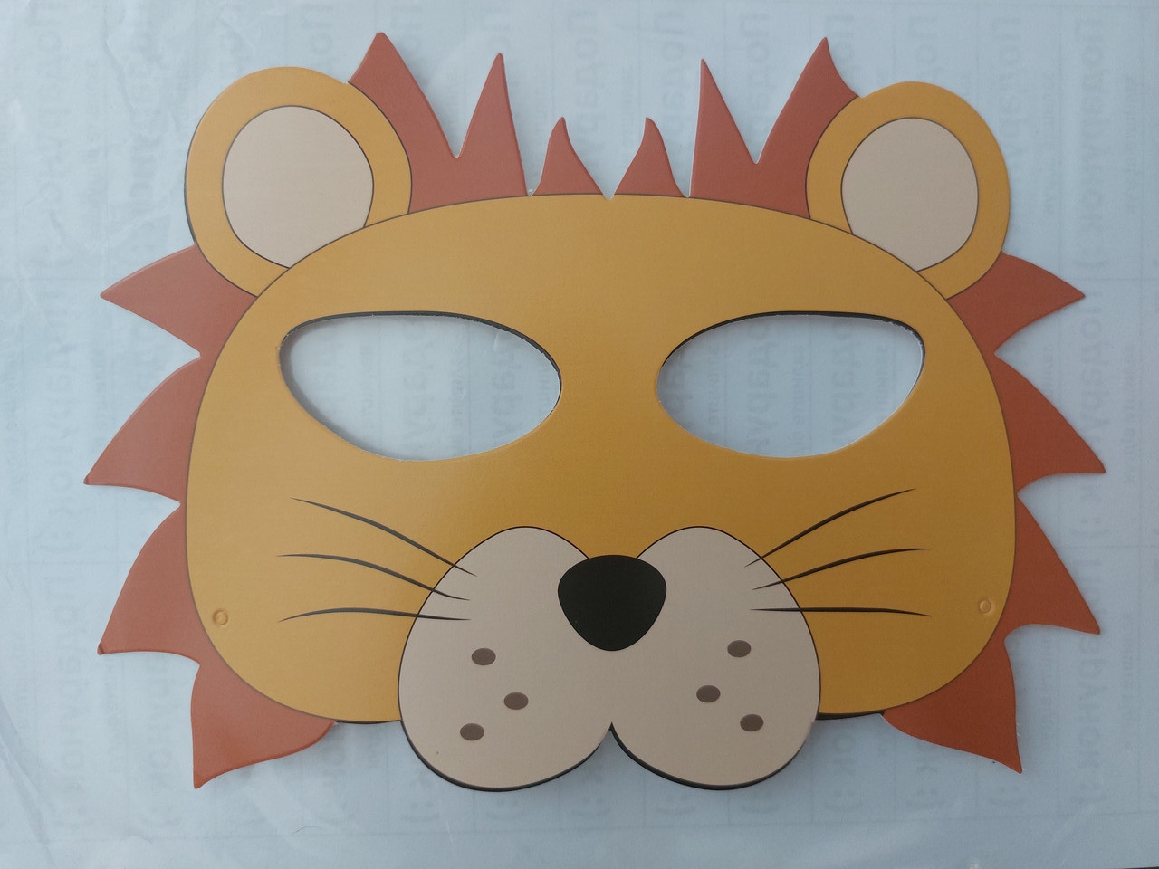Дитяча маска Лев із картону 22 на 16 см помаранчевий, фото 1