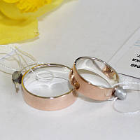 Кольца обручальные серебряные Американки с золотой напайкой и гравировкой пара Фея