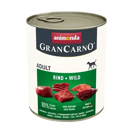 Вологий корм для собак Animonda GranCarno Adult Beef + Game | 800 г (яловичина та дичина), фото 1