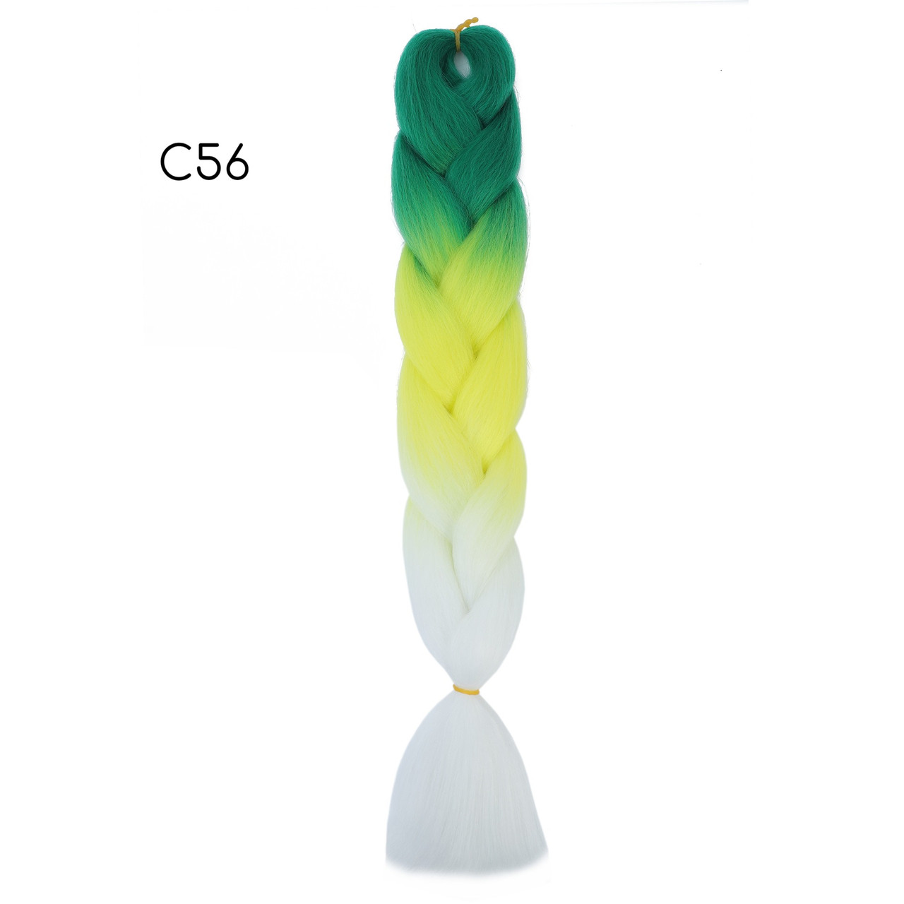 Канекалон омбре C56 60 см триколірний зелений/жовтий/білий, фото 1