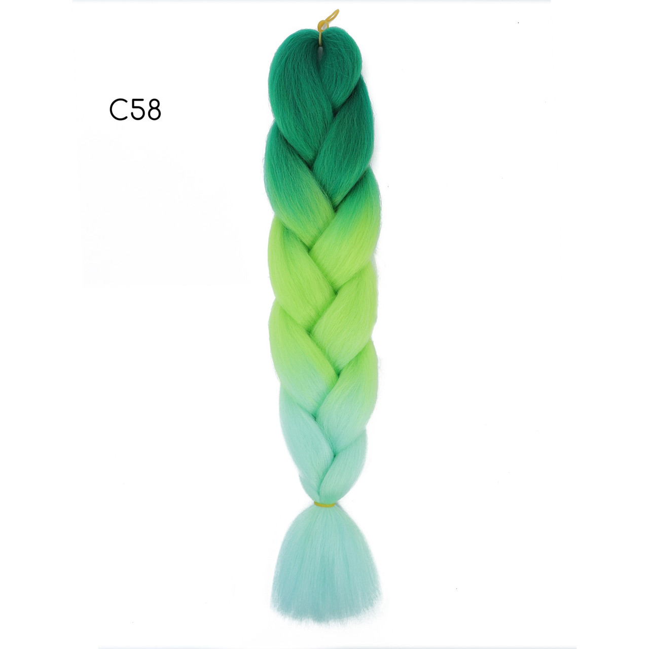 Канекалон омбре C58 60 см трикольоровий зелений/салатовий/м'ятний