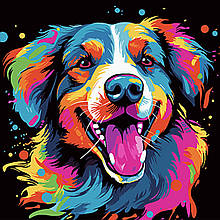 Картина за номерами Колоритна собача порода Strateg на ЧОРНОМУ ФОНІ, 40х40см. (AV4040-37)