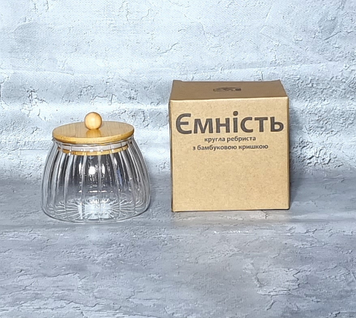 Банка для сип. продуктів скло 600мл з бамбук. кришкою №7029-11/S&T/(24)