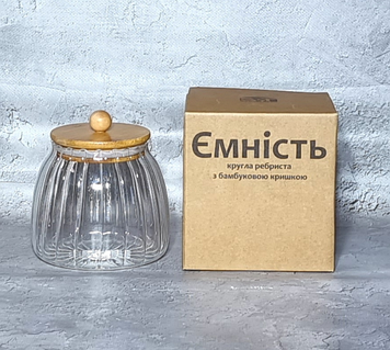 Банка для сип. продуктів скло 800мл з бамбук. кришкою №7029-12/S&T/(24)