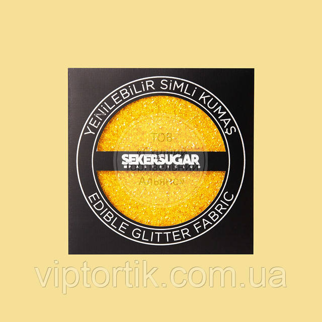 Їстівна глітерна тканина Seker&Sugar — 15х15 см — Золота, фото 1
