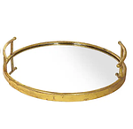 Поднос металлический с зеркальной поверхностью малый 35 см цвет - золото антик 589-243